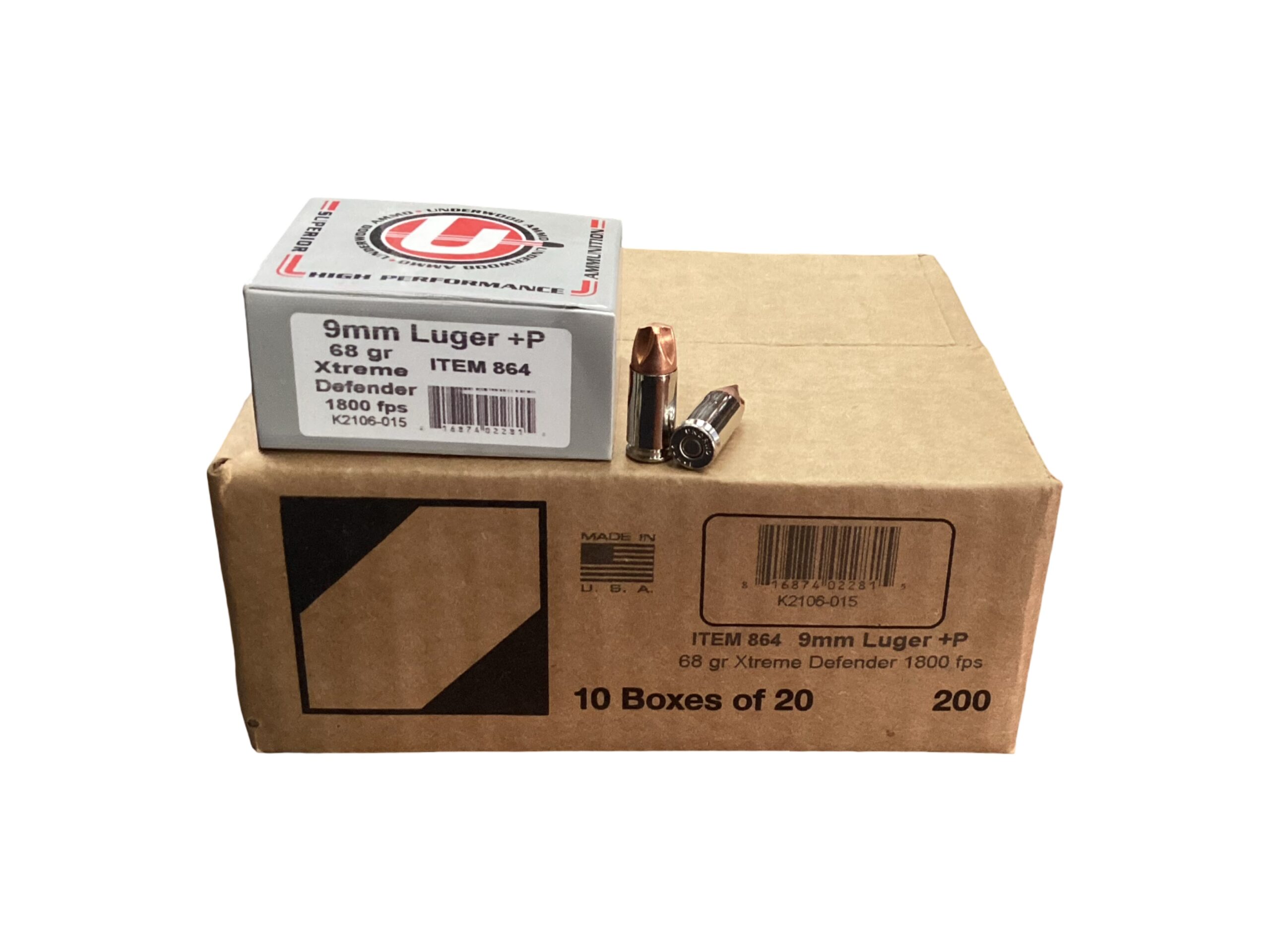 9mm - Underwood 68 Grain +P Xtreme Defender - 200 Round Case